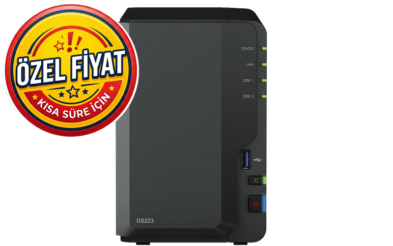 Synology DiskStation DS223 2GB NAS Depolama Ünitesi