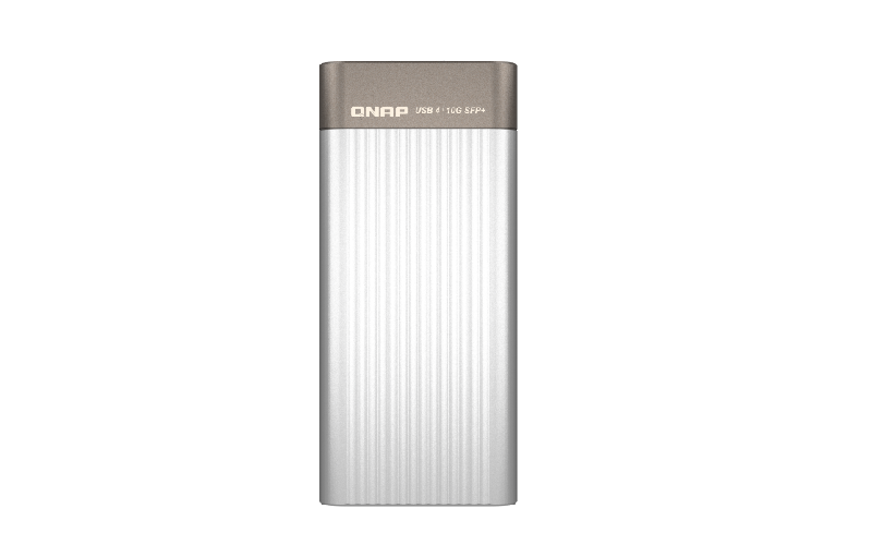 QNAP QNA-UC10G1SF USB 4 Type-C - 10GbE SFP+ ağ adaptörü, USB 4 ve Thunderbolt ™ 3/4 bağlantı noktalarıyla uyumlu